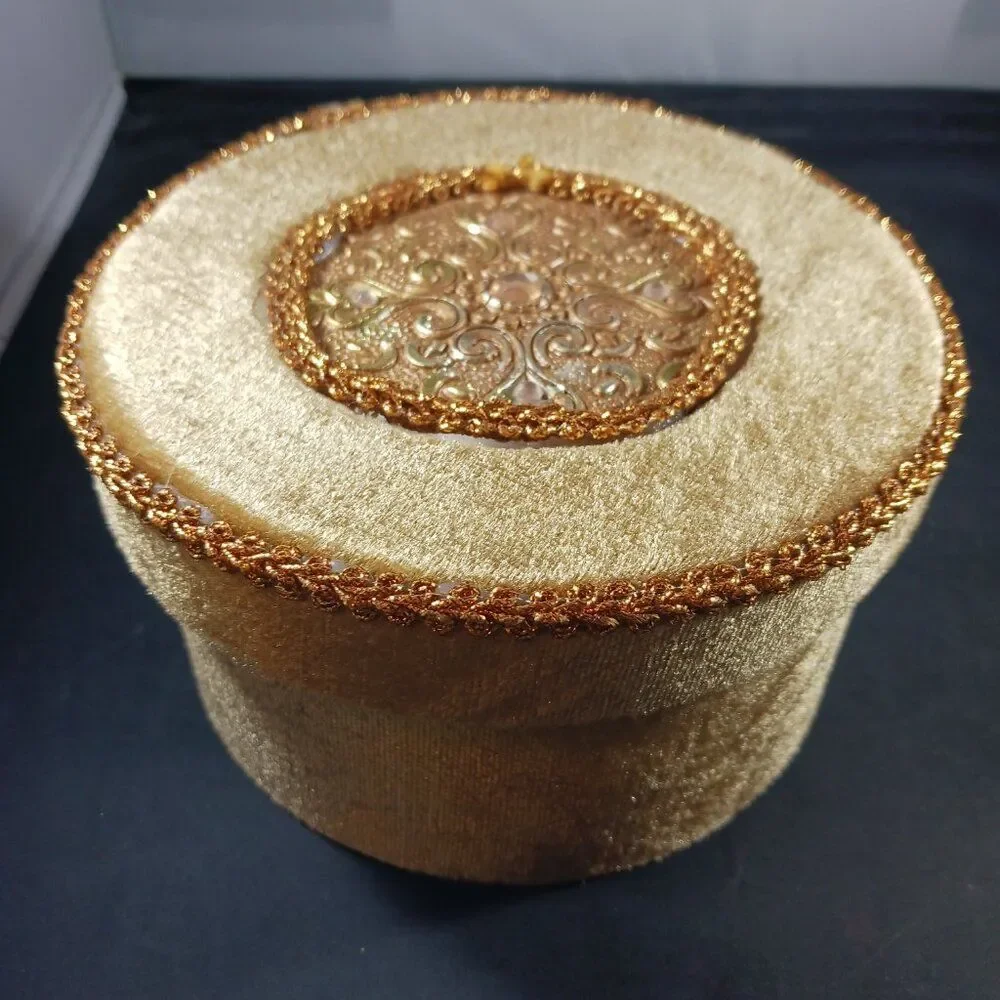 2 Vintage Nesting Box Yellow Velvet